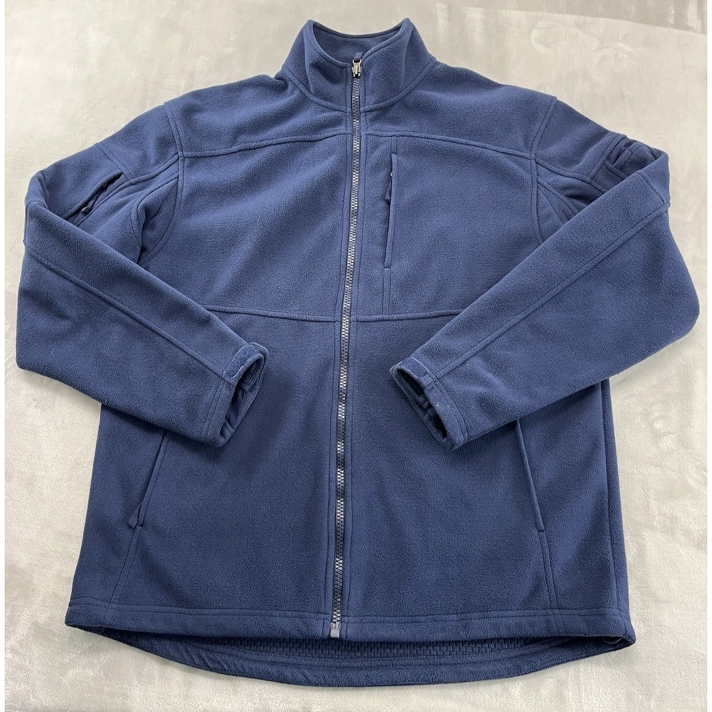 Duluth Trading Shoreman Fleece Gridlock Jacket Men Large-Tall Navy Full Zip Hike